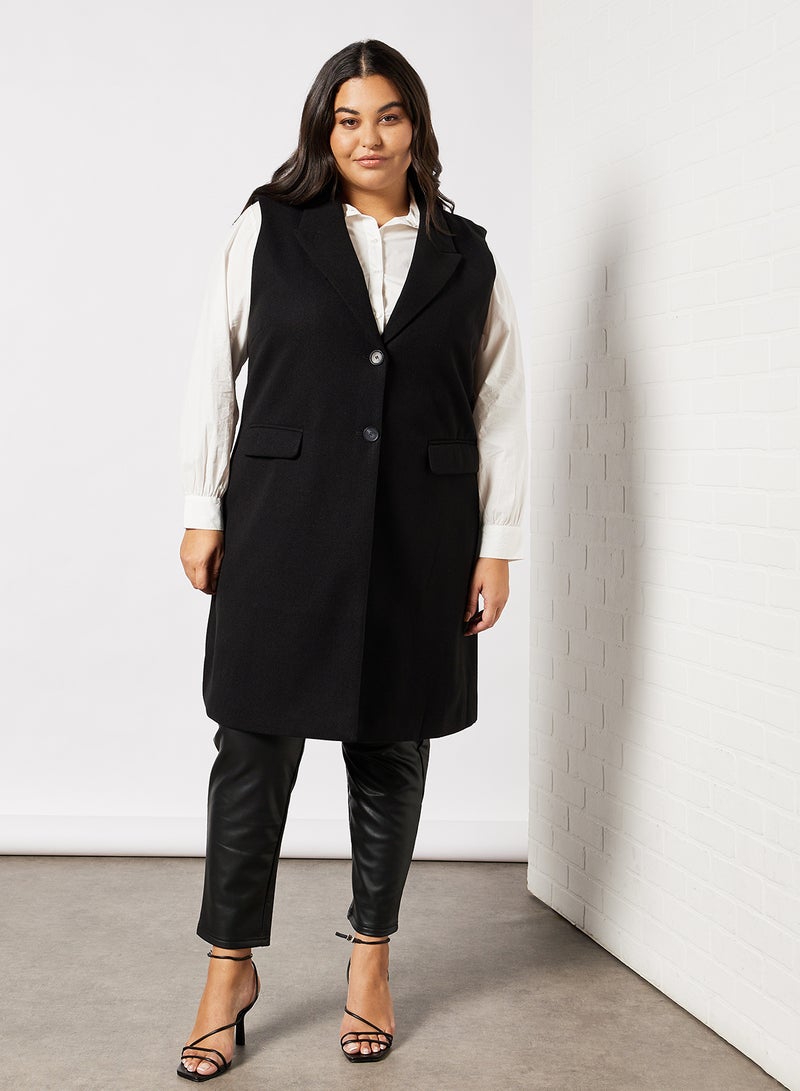 Longline Waistcoat Black