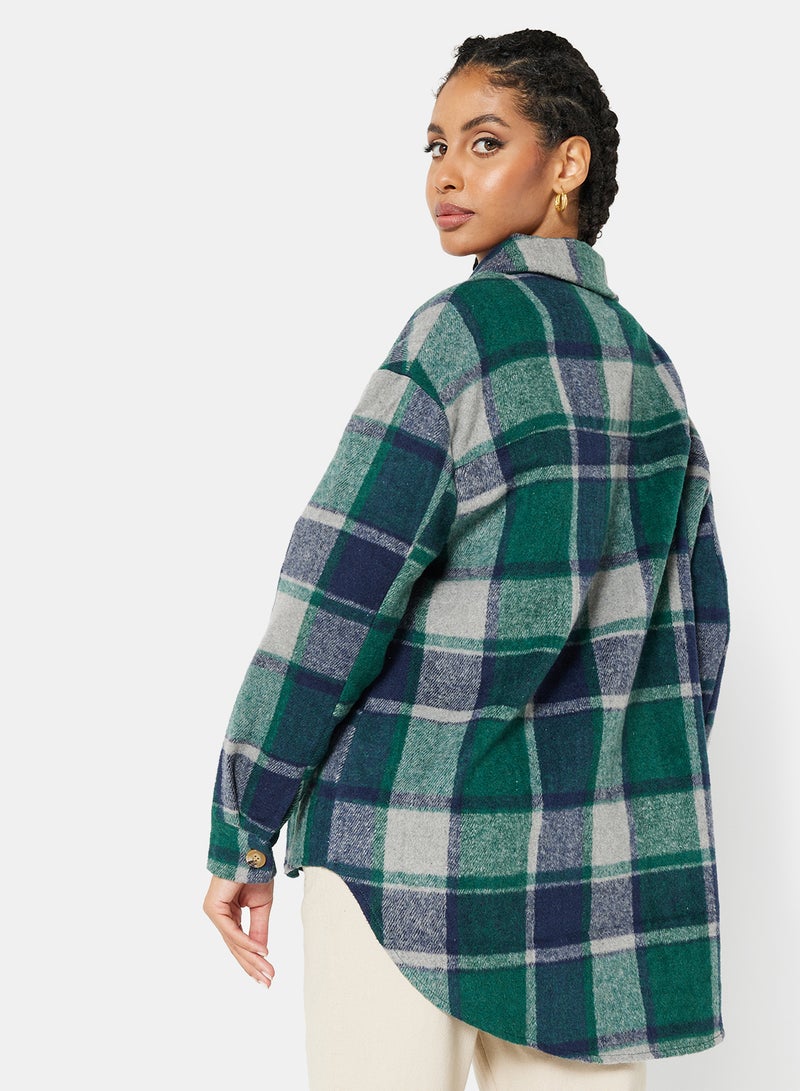 Checkered Relaxed Overcoat Multicolour