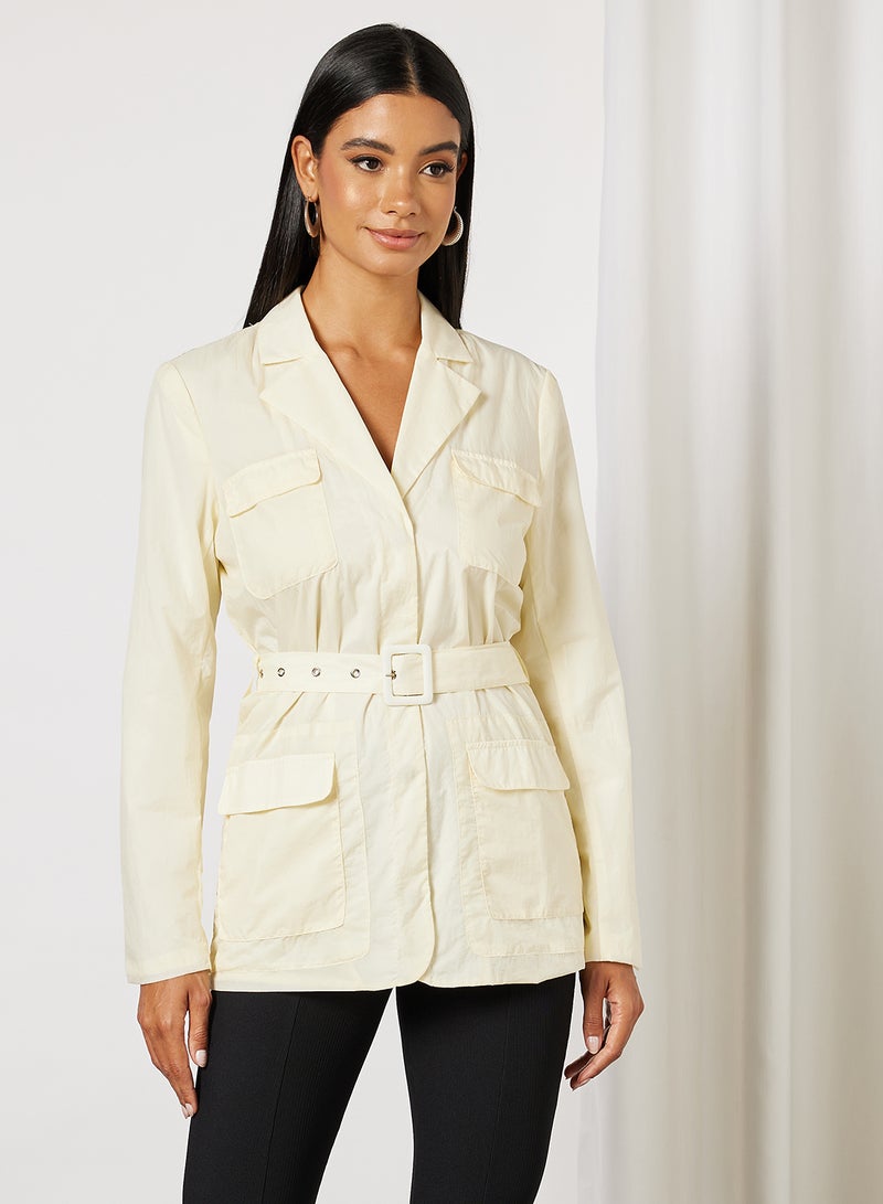 Oversized Belted Utility Jacket Light Beige