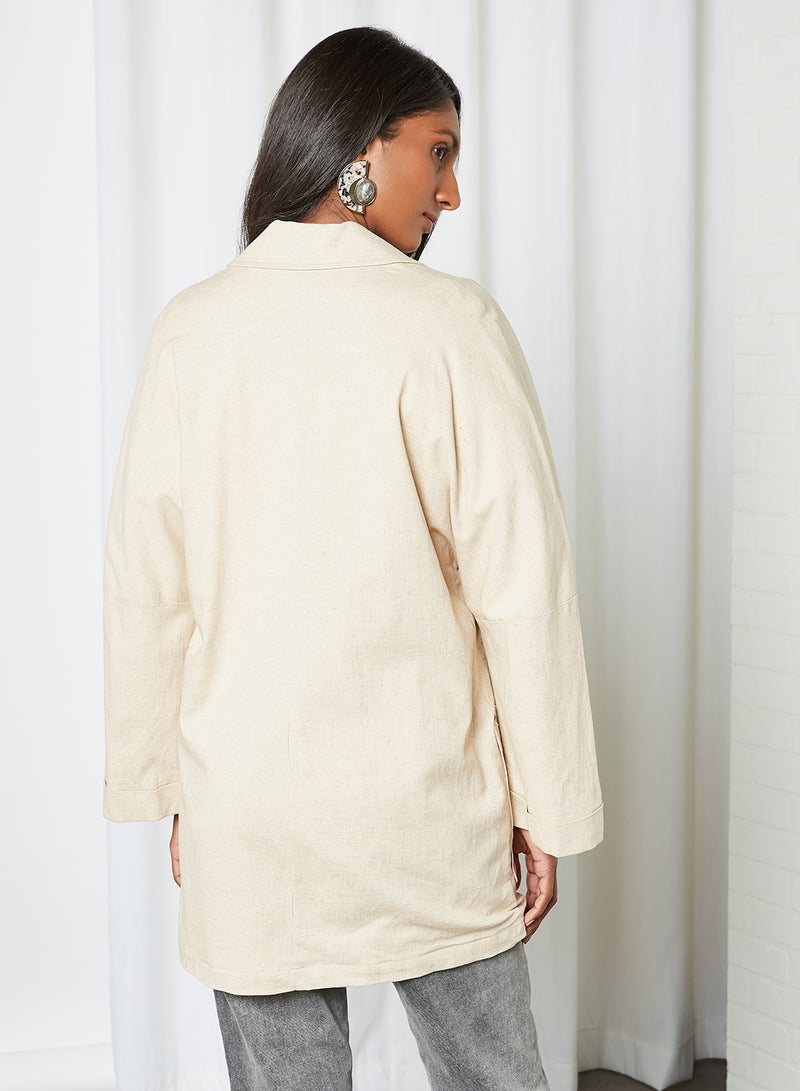 Button Detailed Trench Coat Beige