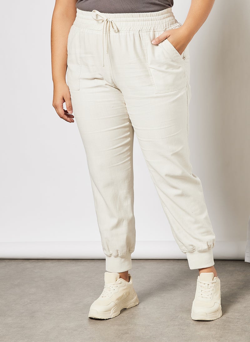 Plus Size Cuffed Pants Off-White