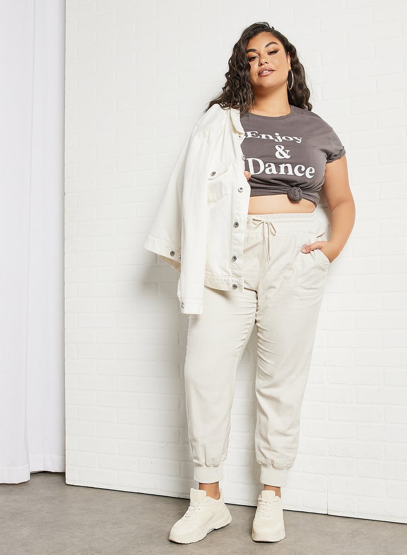 Plus Size Cuffed Pants Off-White