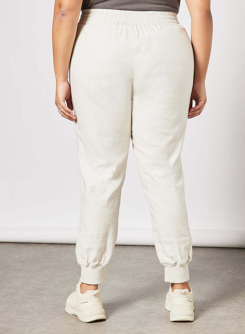 Plus Size Cuffed Pants Off-White