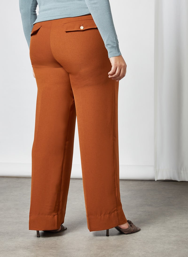 Plus Size Flared Pants Terracotta