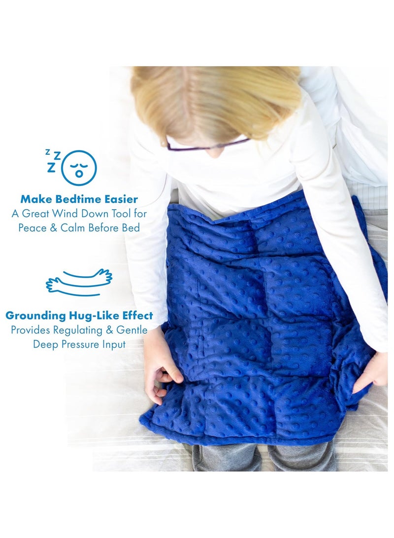 Weighted Lap Blanket for Kids 3Lbs Dotted Minky Weighted Lap Pad for Kids with Sensory Processing Issues Like Autism or ADHD 56x48cm Blue/Grey