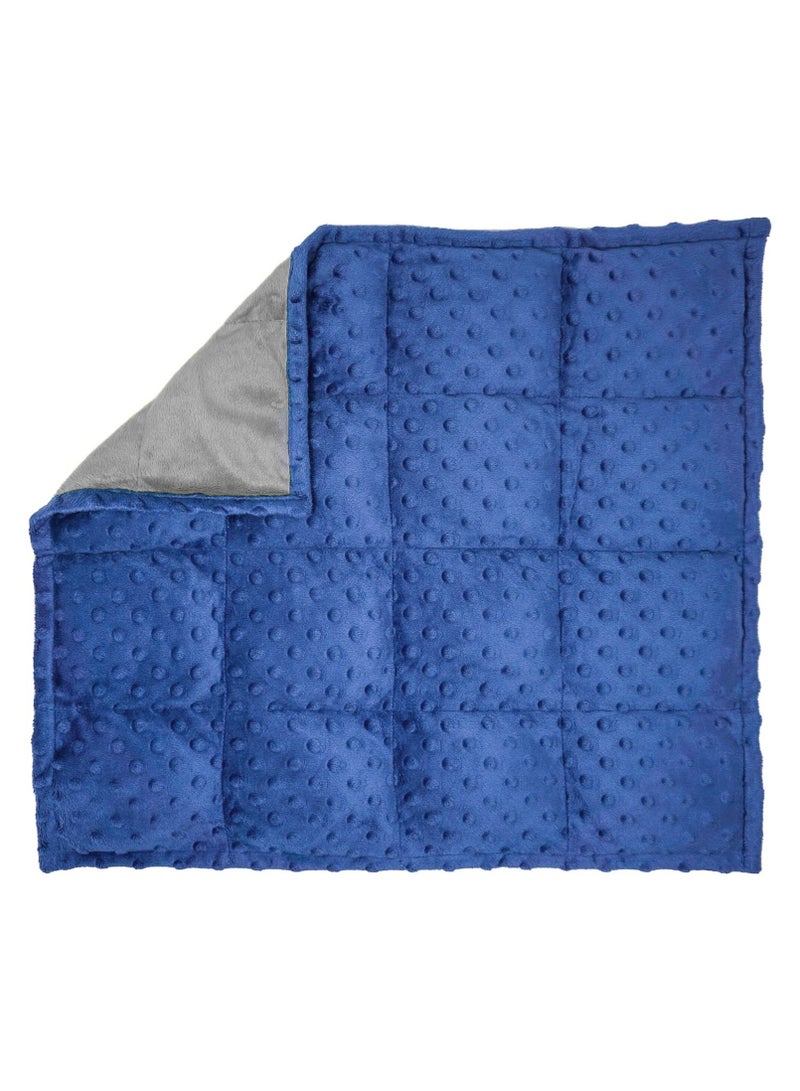 Weighted Lap Blanket for Kids 3Lbs Dotted Minky Weighted Lap Pad for Kids with Sensory Processing Issues Like Autism or ADHD 56x48cm Blue/Grey