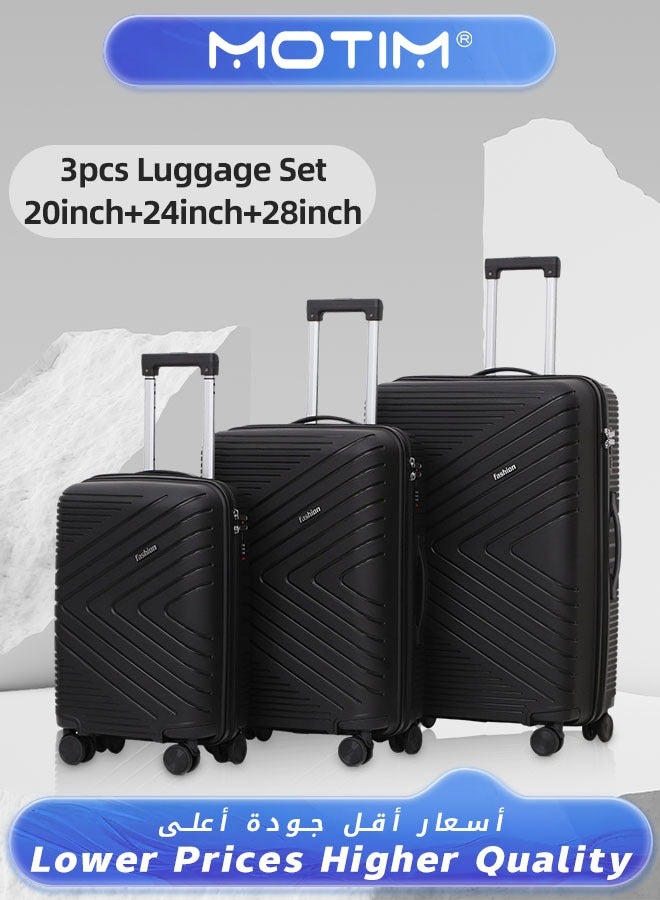 3pcs 20+24+28inch Luggage Set Carry On Luggage Lightweight Travel Bag Trolley With Premium ABS Material & Silent Spinner Wheels & TSA Lock & Nested Storage for Business Travel