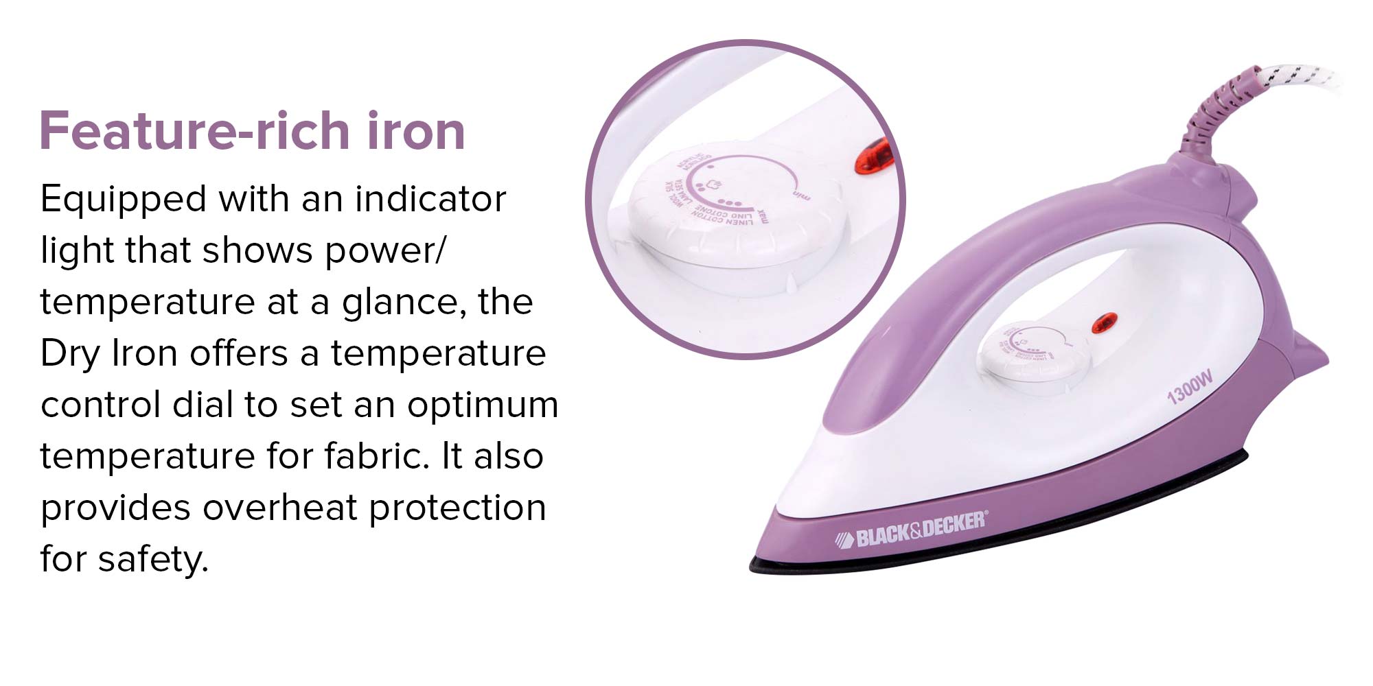 Dry Iron 1300.0 W F1500-B5 Purple/White