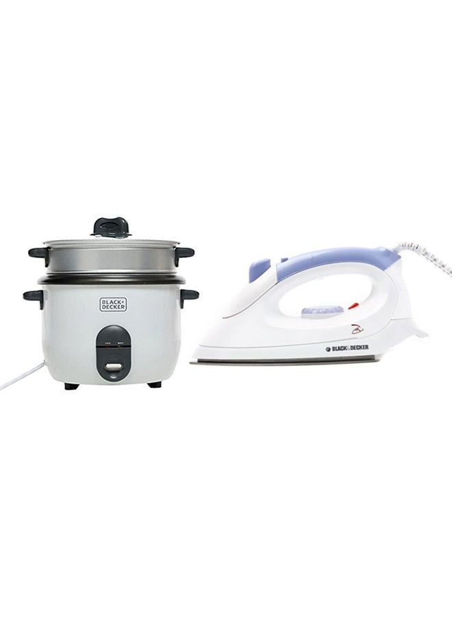 Rice Cooker 700W RC1860-B5 With Dry Iron 1100W F150-B5 White/Black