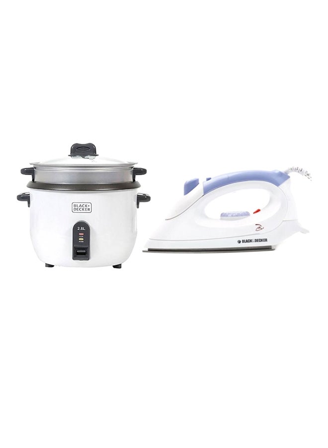 Automatic Rice Cooker 2.8L RC1860-B5 With Dry Iron 1000W F150-B5 White/Black/Blue