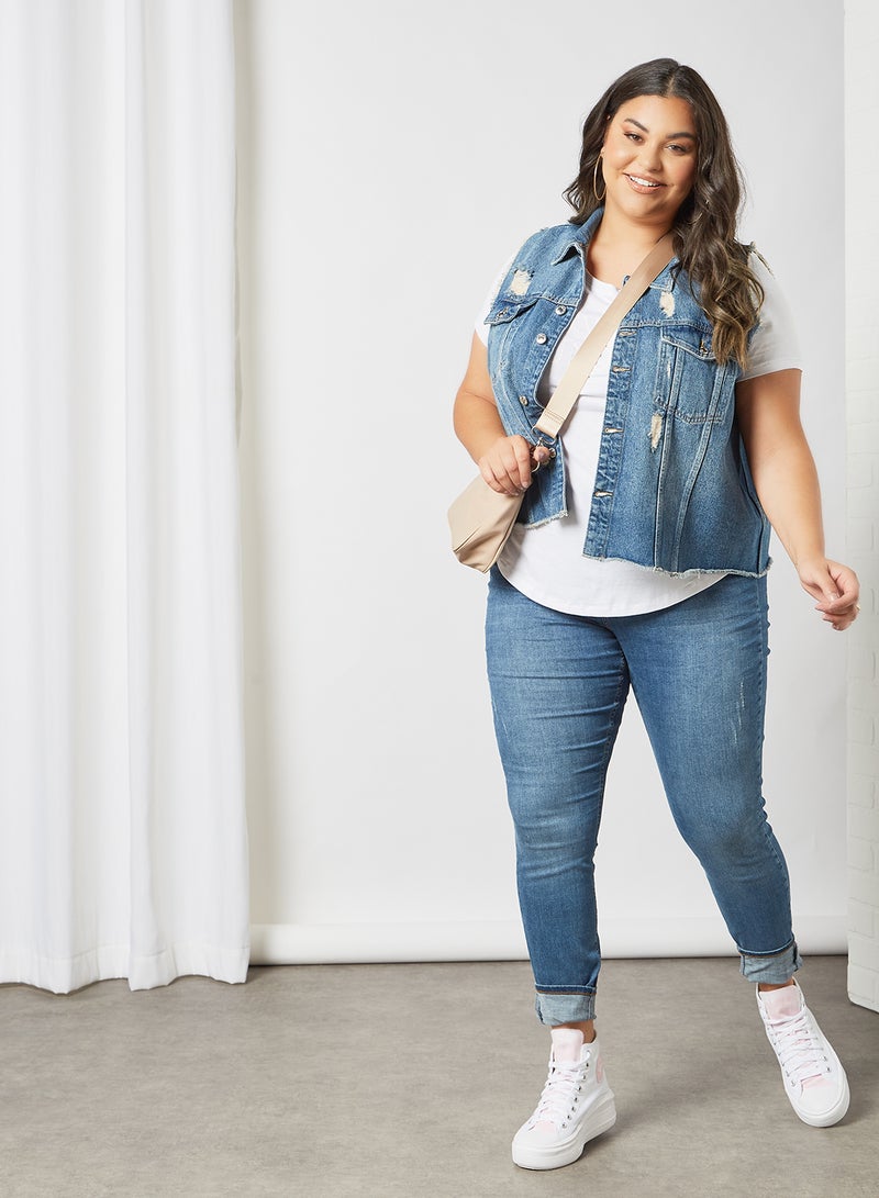 Curve Denim Vest Light Blue