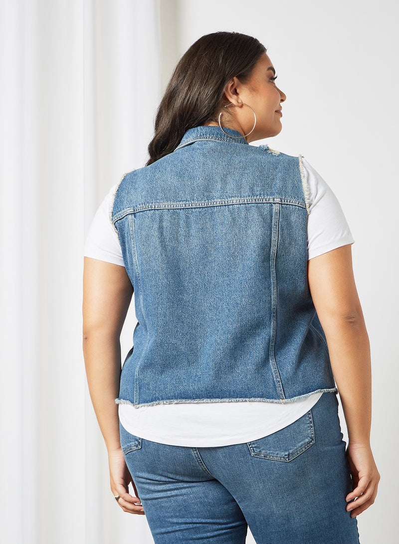 Curve Denim Vest Light Blue