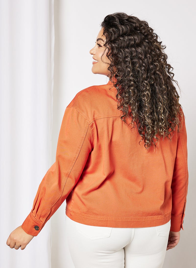 Plus Size Denim Jacket Orange