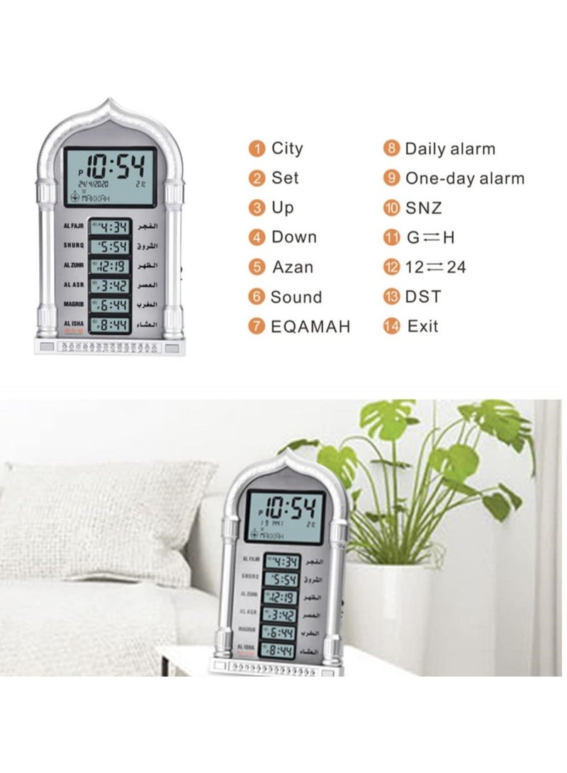 Large Islamic Prayer Clock With Azan Alarm And World Time Function Mosque Wall Clock For Global Prayer Times