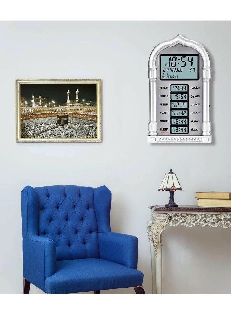 Large Islamic Prayer Clock With Azan Alarm And World Time Function Mosque Wall Clock For Global Prayer Times