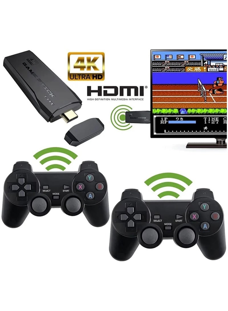 Video Game Stick Lite 4K Console 64G Built-in 20000 Games Retro Handheld TV Game Console 2 Wireless Controller