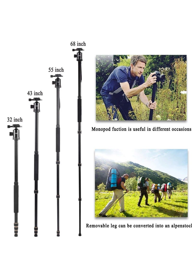 Jmary Techlife KT225+NB36-5 Feet Height Aluminium Alloy Professional Tripod and Monopod for All DSLR Cameras - Black