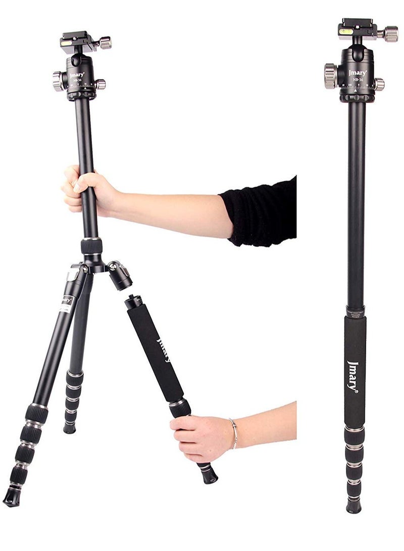 Jmary Techlife KT225+NB36-5 Feet Height Aluminium Alloy Professional Tripod and Monopod for All DSLR Cameras - Black