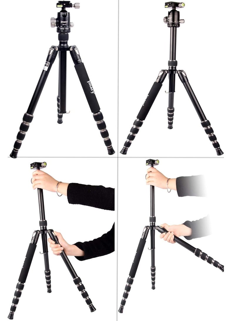 Jmary Techlife KT225+NB36-5 Feet Height Aluminium Alloy Professional Tripod and Monopod for All DSLR Cameras - Black