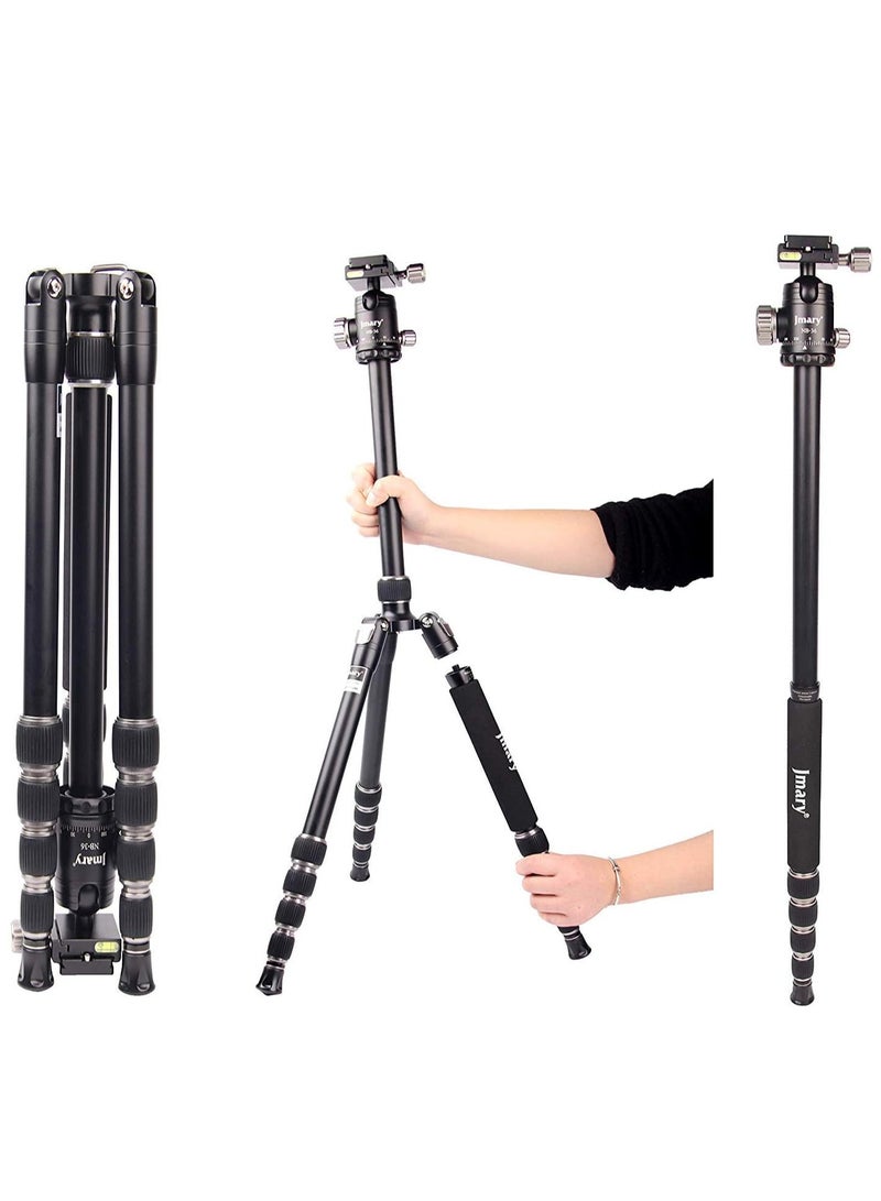 Jmary Techlife KT225+NB36-5 Feet Height Aluminium Alloy Professional Tripod and Monopod for All DSLR Cameras - Black