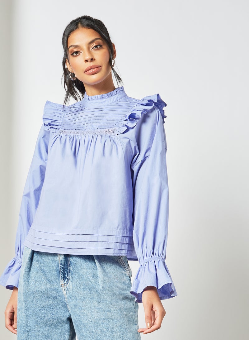 Ruffle Detailed Top Blue