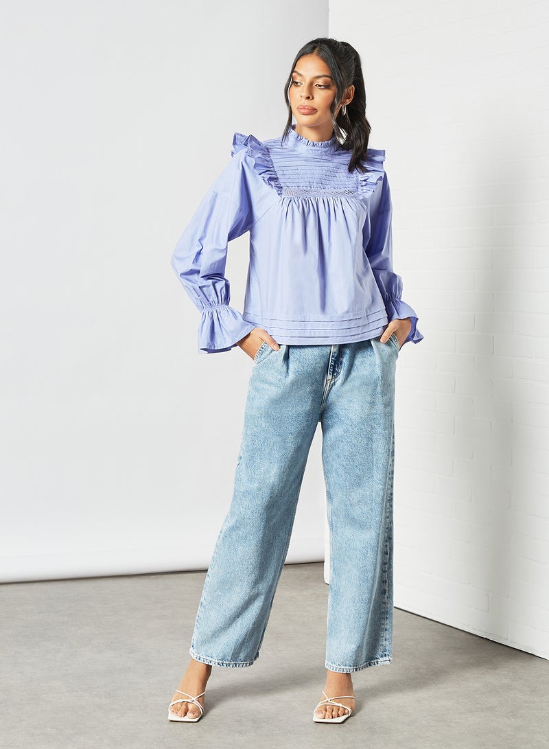 Ruffle Detailed Top Blue