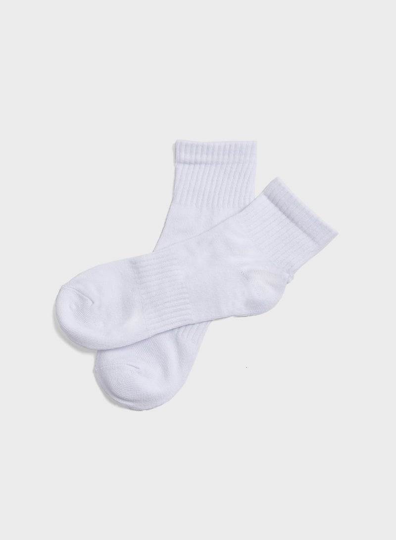 Seventy_Five Mens 5Pk Sports Socks - All White