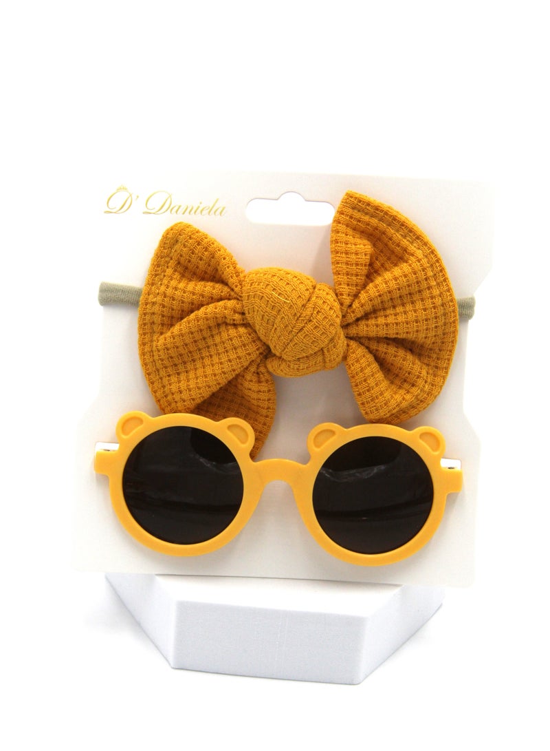 Aila Glasses and Headband Set For Babies and Girls - Mustard Yellow