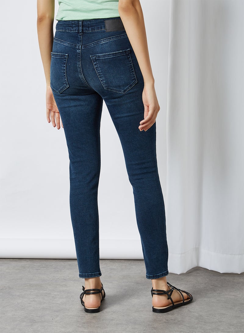 Mid Rise Skinny Fit Jeans Dark Blue Denim