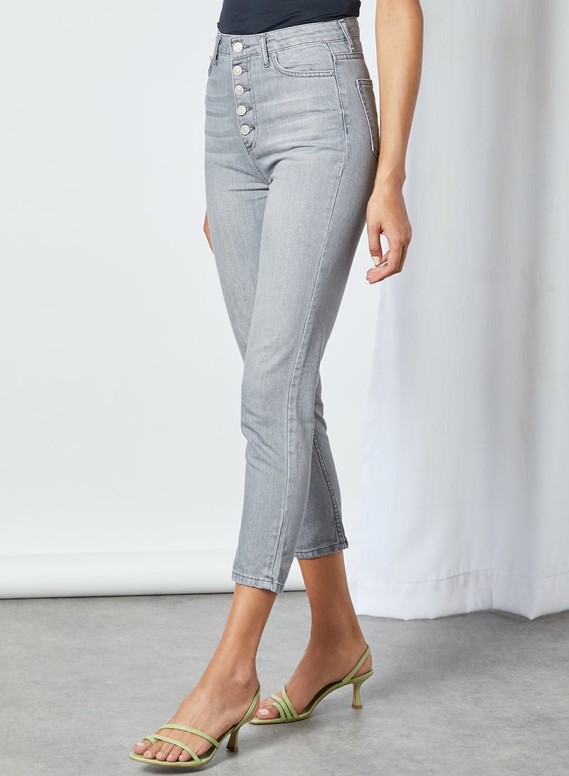 High-Rise Mom Jeans Grey