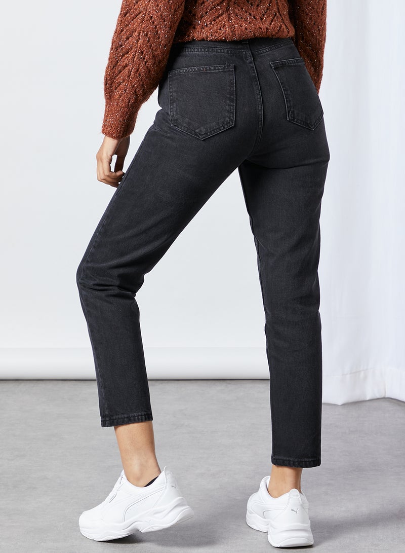 High-Rise Mom Jeans Black