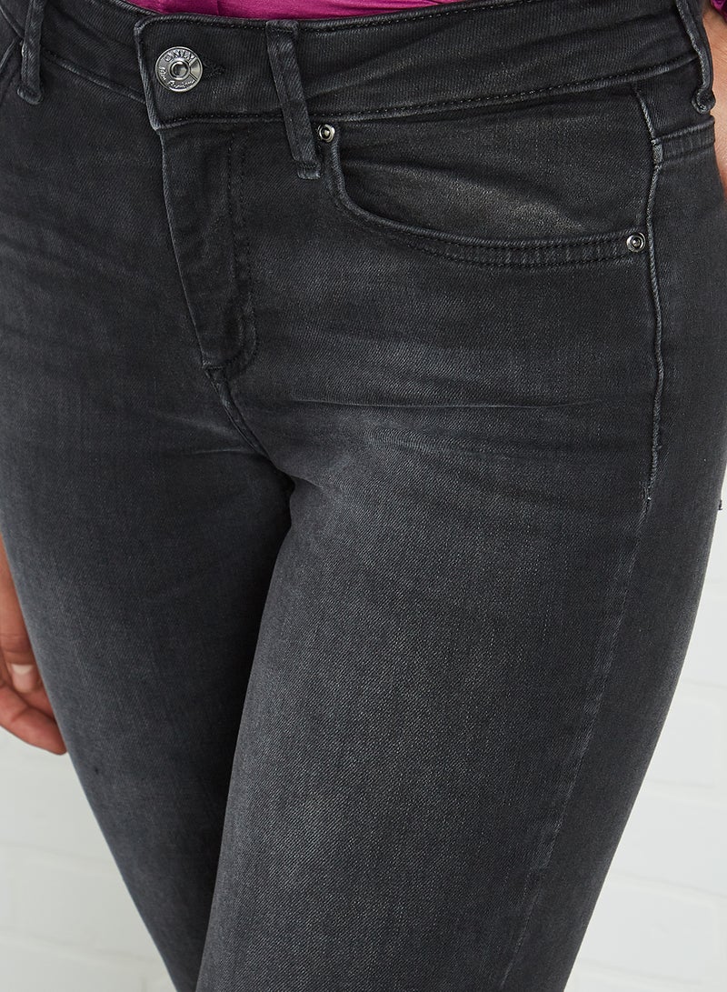 Mid-Rise Flare Jeans Black