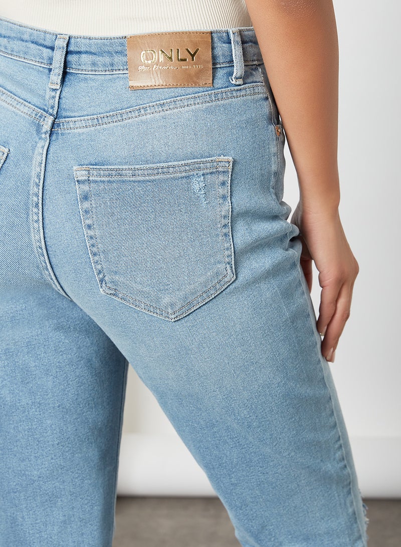 Ripped Mom Jeans Medium Grey Denim