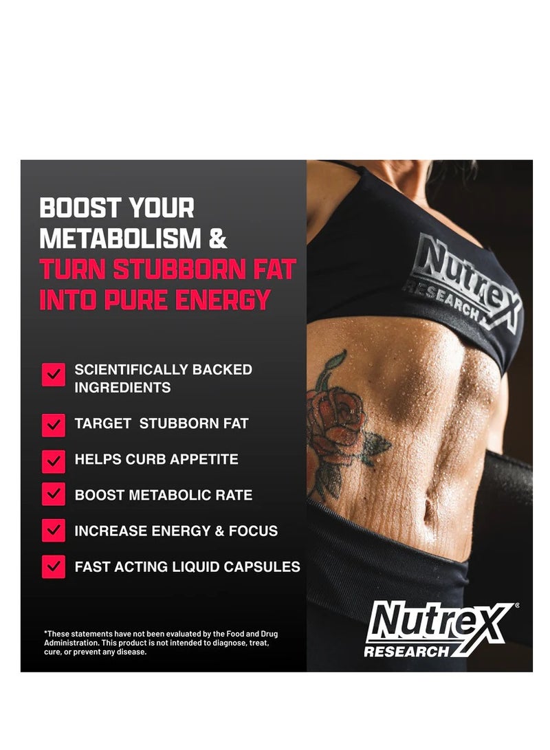 Nutrex Research Lipo-6 Black - Thermogenic Energizing Fat Burner Supplement, Increase Weight Loss, Energy & Intense Focus, 120 Capsules