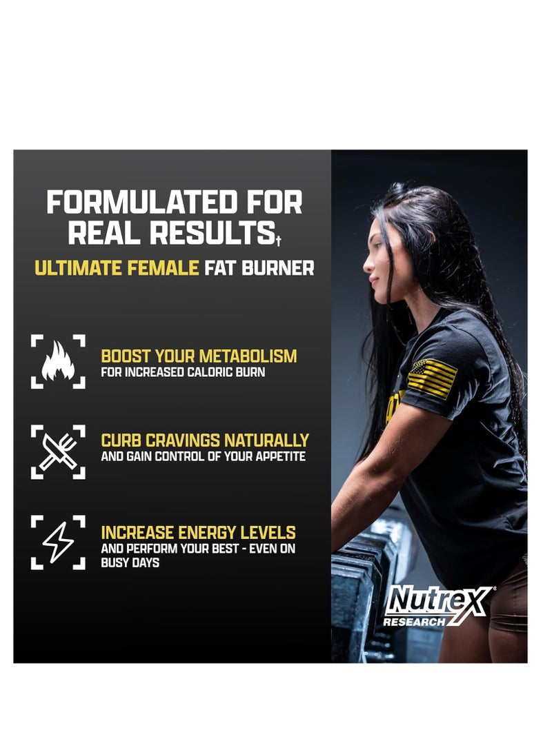 Nutrex Research Lipo-6 Black Hers Ultra Concentrate - Weight Loss Pills for Women, Fat Burner, Metabolism Booster, Hair, Skin, & Nails Support, 60 Capsule