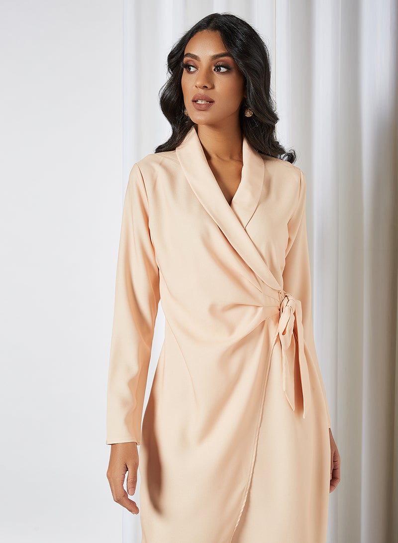 Asymmetric Hem Dress Beige