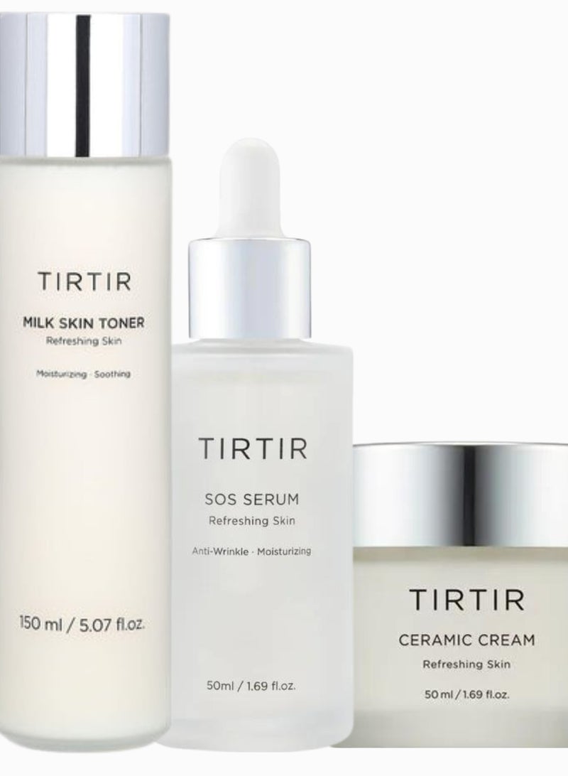 Tirtir Skin Care Collection - Milk Skin Toner 150ml, SOS Serum 50ml, Ceramic Cream 50ml