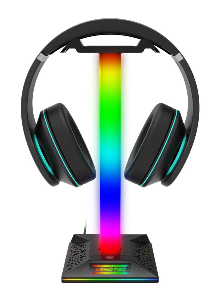 EB05 Gaming Headphone Stand Holder RGB Luminous with Type-C and 2 USB Ports Support Charging and Data Transmission Touch Control