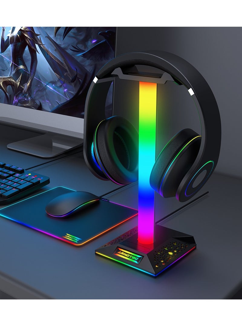 EB05 Gaming Headphone Stand Holder RGB Luminous with Type-C and 2 USB Ports Support Charging and Data Transmission Touch Control