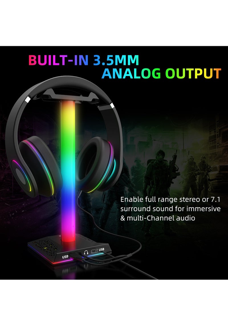 EB05 Gaming Headphone Stand Holder RGB Luminous with Type-C and 2 USB Ports Support Charging and Data Transmission Touch Control