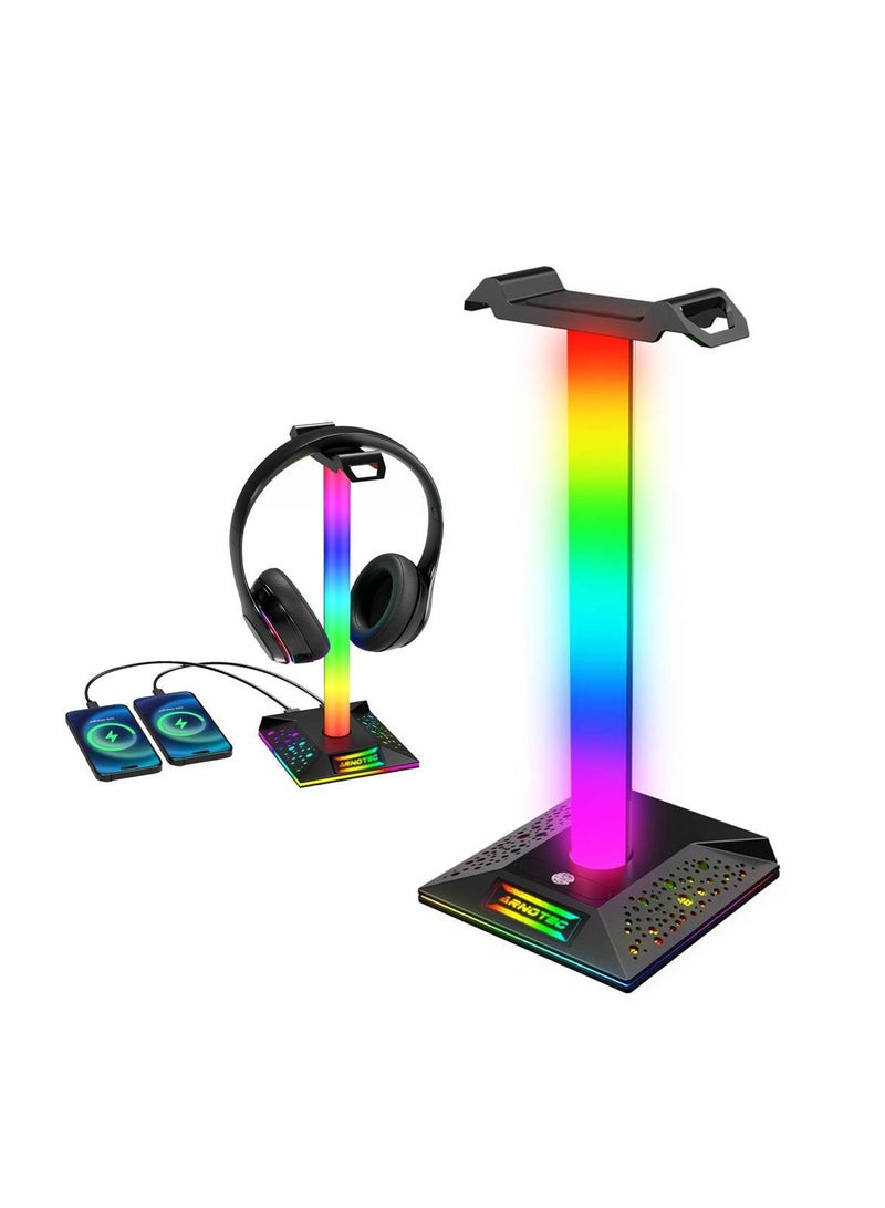 EB05 Gaming Headphone Stand Holder RGB Luminous with Type-C and 2 USB Ports Support Charging and Data Transmission Touch Control