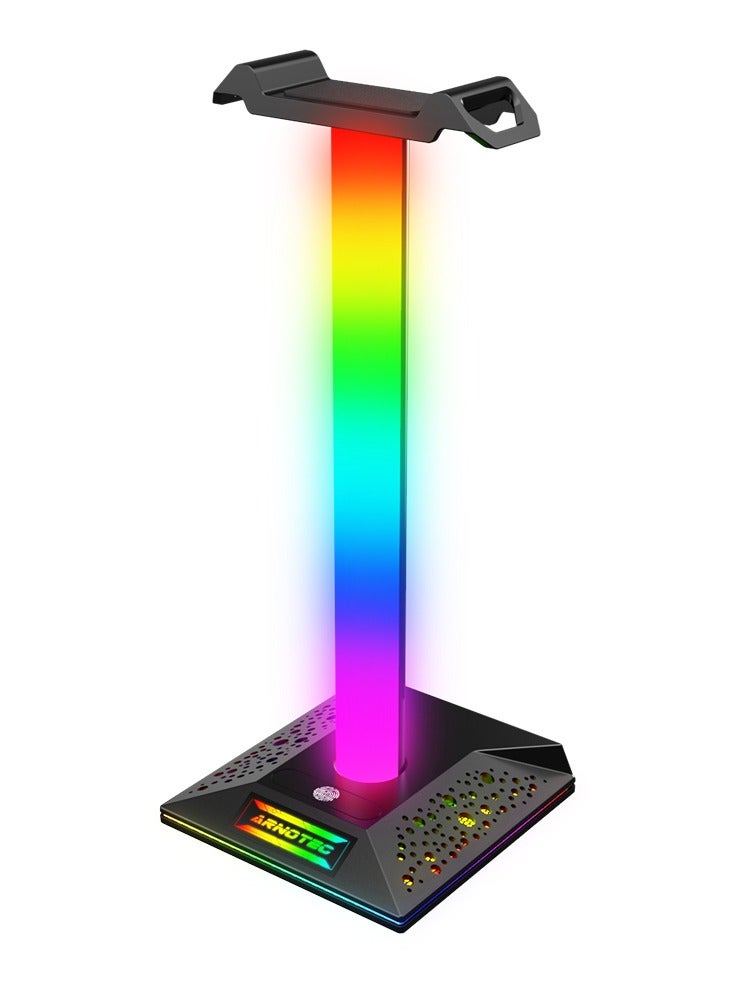 EB05 Gaming Headphone Stand Holder RGB Luminous with Type-C and 2 USB Ports Support Charging and Data Transmission Touch Control