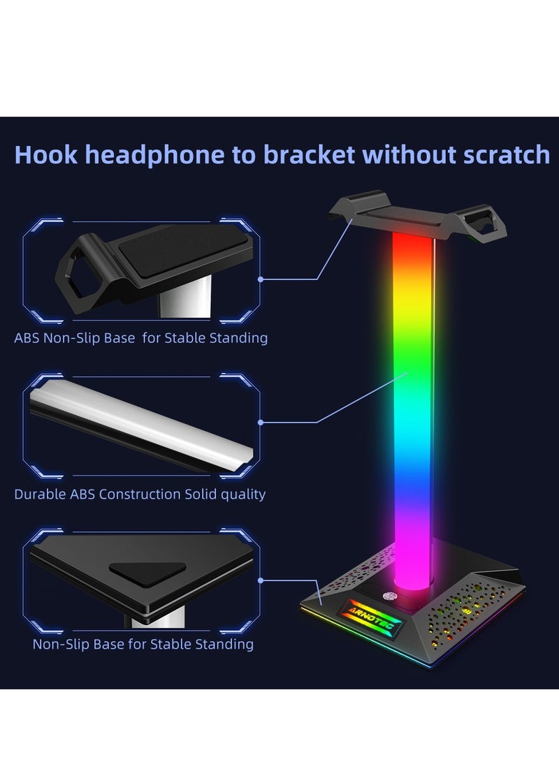 EB02 RGB Gaming Headphone Stand Desktop Horse Stord With 3.5mm AUX and 2xUSB Charging Port For PC  Gamers