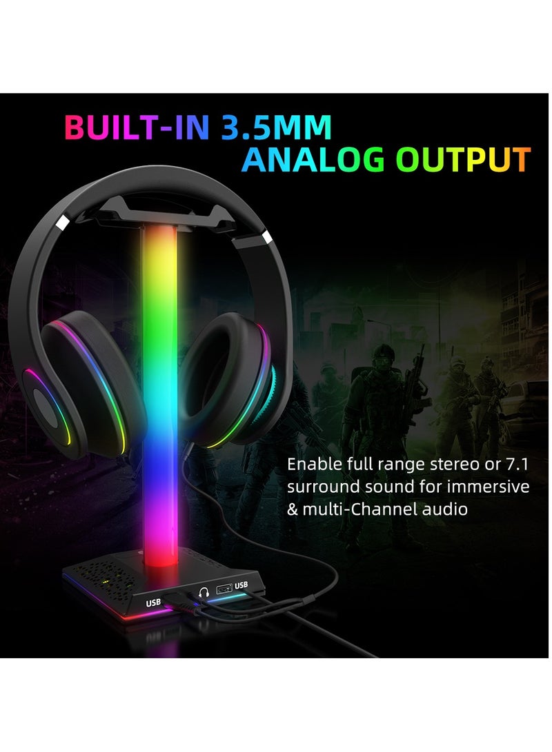 EB02 RGB Gaming Headphone Stand Desktop Horse Stord With 3.5mm AUX and 2xUSB Charging Port For PC  Gamers