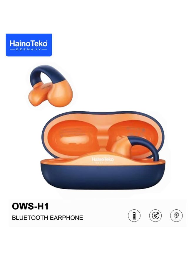 Haino Teko Germany OWS H1 True Wireless Earphone With High Bass Sound Quality and Super Clear Mic Compatible With iPhone Blue