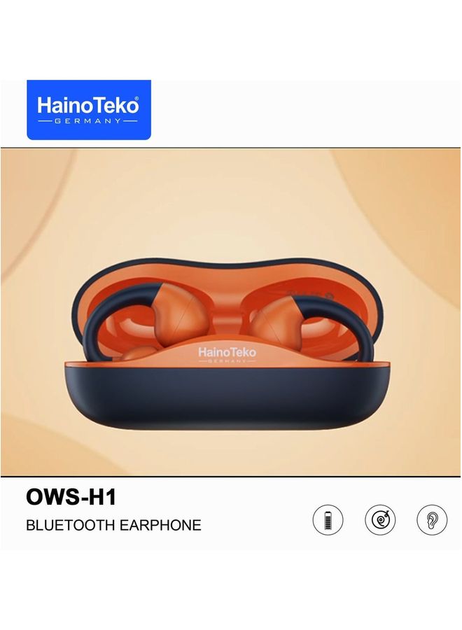 Haino Teko Germany OWS H1 True Wireless Earphone With High Bass Sound Quality and Super Clear Mic Compatible With iPhone Blue