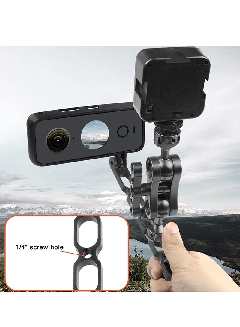 Extension Arm Mount for Gopro, Aluminum Alloy Helmet Stick Kit with a Standard 1/4 Hole Metal Pole Accessories Insta360 One X3/X2/X/R, Go 2 and DJI Osmo GoPro Hero