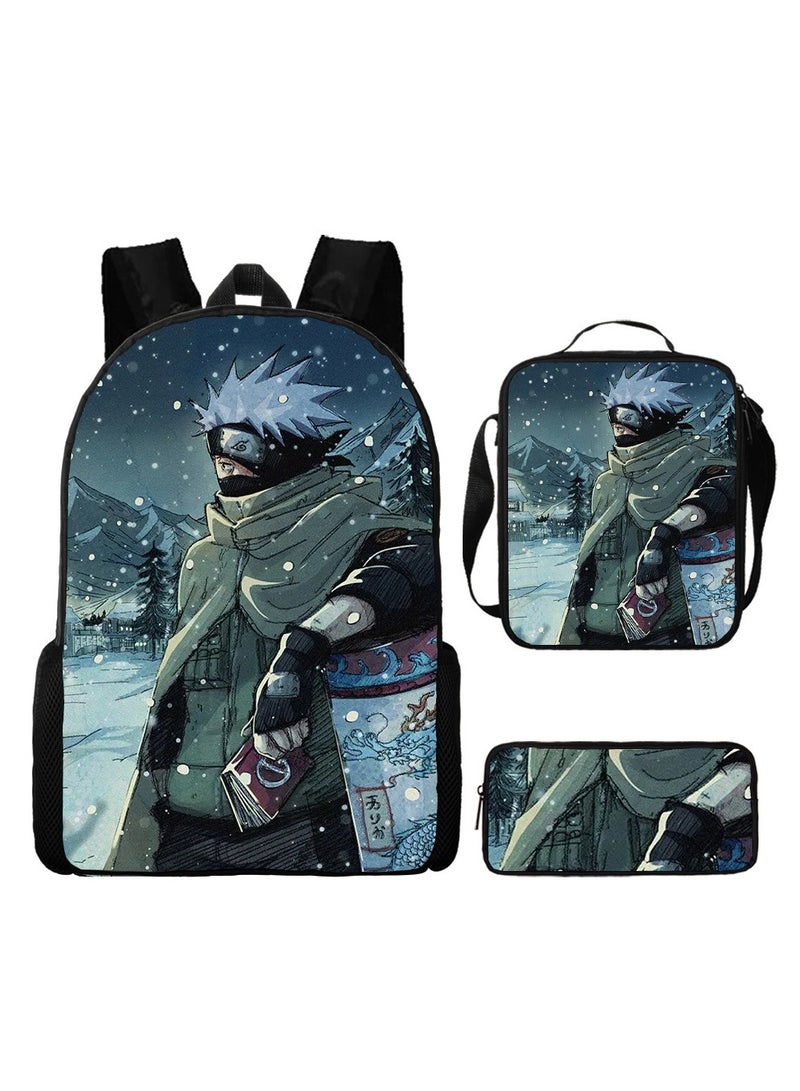 Cartoon Anime Student Backpack Three-Piece Set 29*42*16cm