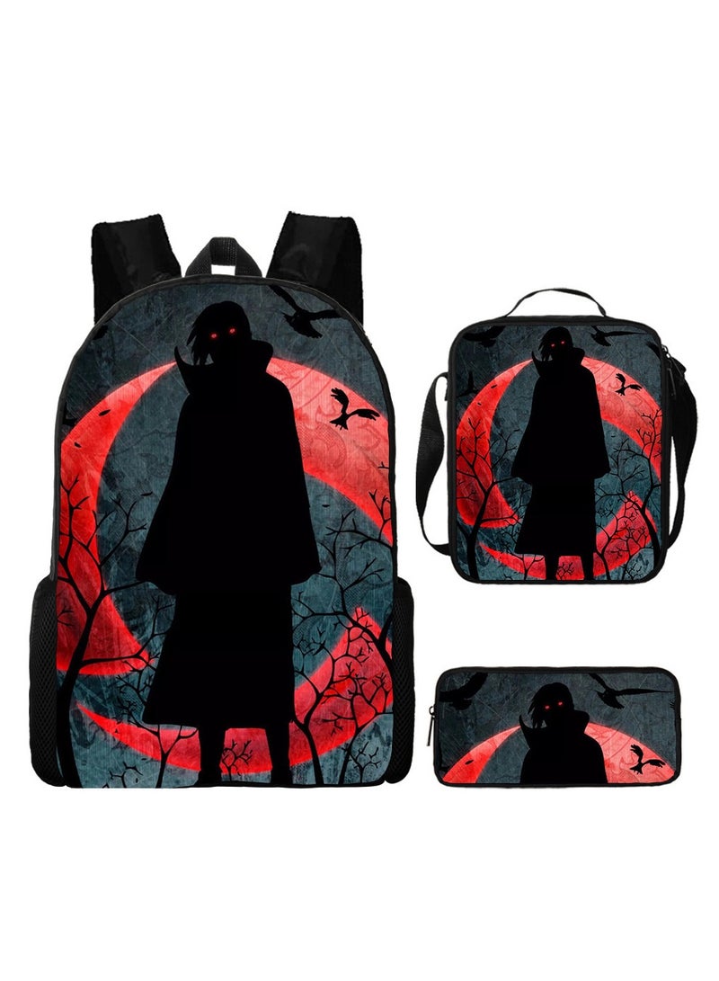 Cartoon Anime Student Backpack Three-Piece Set 29*42*16cm