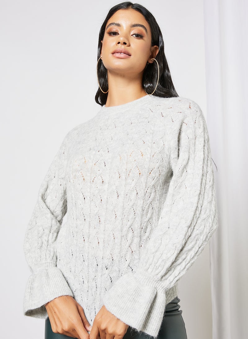 Flared Sleeve Sweater Grey